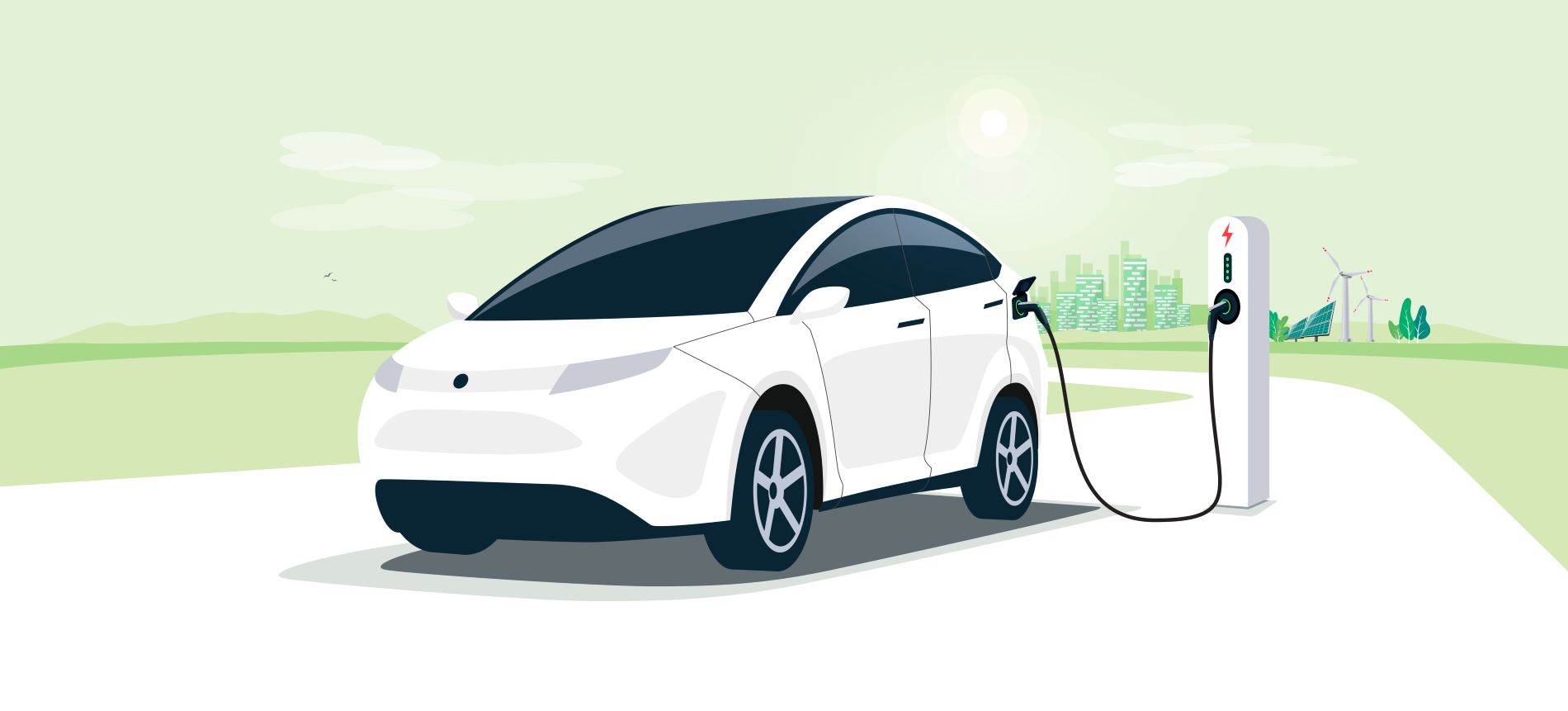 How do electric cars work, car charging its battery pack made with lithium ion batteries. 